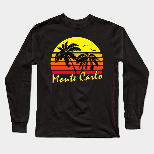 Monte Carlo Retro Sunset Long Sleeve T-Shirt by Nerd_art